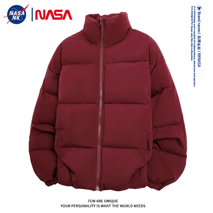 NASA联名高街复古多巴胺面包棉服男女同款冬季御寒保暖纯色棉袄子