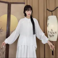 MuMu夏季高级亚麻宽松长袖舞服国风舞蹈服瑜伽服