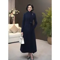 2025新款精仿麦尔登呢高贵时尚气质收腰显瘦长款大衣外套WF2097