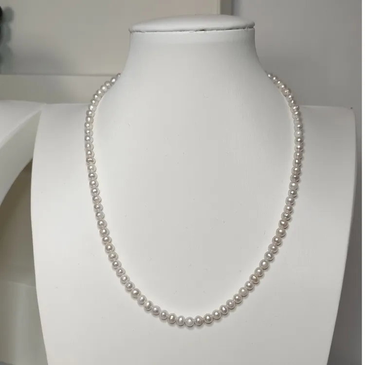 4.4-4.6mm天然小米珠珍珠项链素链简约百搭