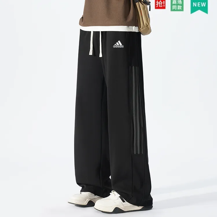 【官方奥特莱斯】品牌优选男士休闲直筒裤三条杠经典百搭宽松卫裤男