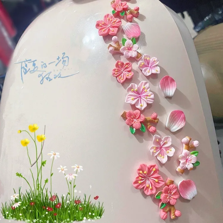桃花无痕立体贴水杯装饰贴花朵车贴奶油胶diy梅花手机壳鞋花材料