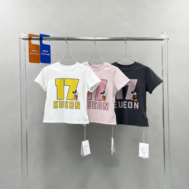 欧货正版25春夏新款时尚短款撞色字母短袖T恤女修身小版上衣8222