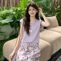 慕兔法式修身简约无袖针织衫女2025夏季新款设计感气质短款上衣