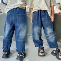 【直筒酷】秋季韩版男童中大童牛仔裤宽松潮流儿童裤子老爹裤7966