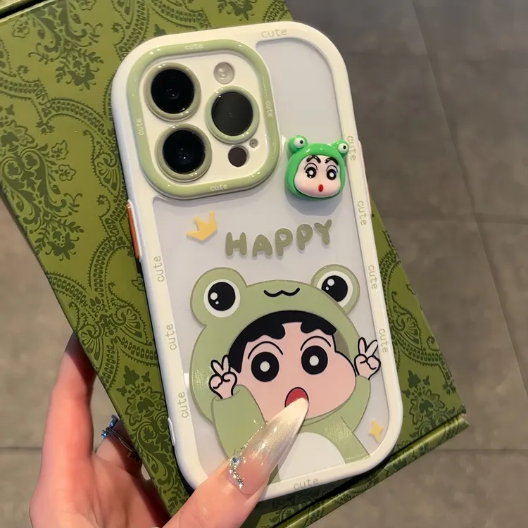 趣味卡通青蛙小新适用苹果16promax手机壳iPhone华为vivo小米oppo