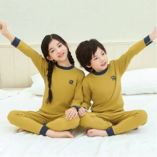 男童保暖内衣儿童睡衣中大女童羊毛蚕丝秋衣秋裤小孩加绒加厚套装