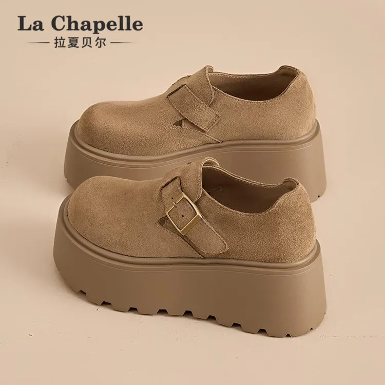 拉夏贝尔厚底勃肯鞋女2025新款冬季增高小个子软底单鞋时尚博肯鞋