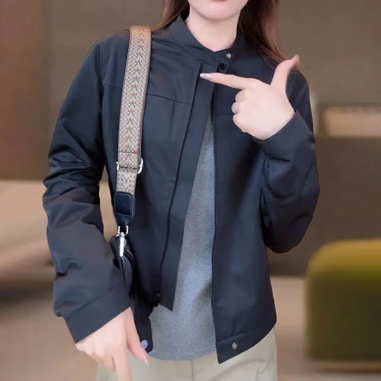 韩版日常休闲百搭短外套胖mm大码显瘦遮肉气质型秋季新品拉链开衫