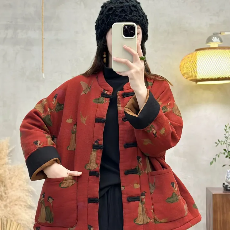 秋冬新款时尚气质显瘦遮肉洋气休闲女加厚宽松夹棉小棉袄外套8840