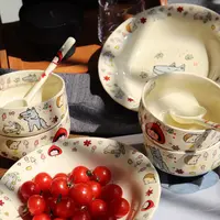  森南陶瓷餐具小红帽卡通小清新少女心吃饭碗ins可爱家用-6件套装