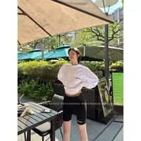 『PEACHZHOU』梵文字母提花织带修身弹力打底裤百搭骑行紧身四分裤