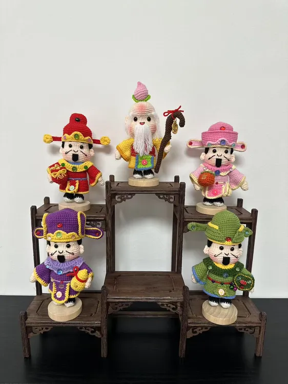 新年款五路财神编织玩偶财神爷摆件手工钩织diy材料包福禄寿喜财