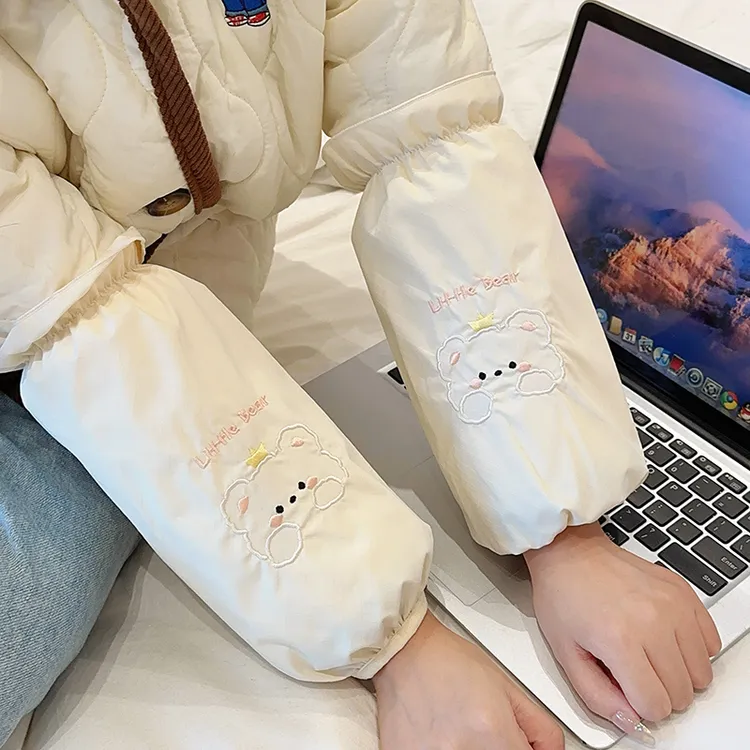 韩版可爱卡通防水袖套女2025新款秋冬季羽绒护袖办公学习防污套袖