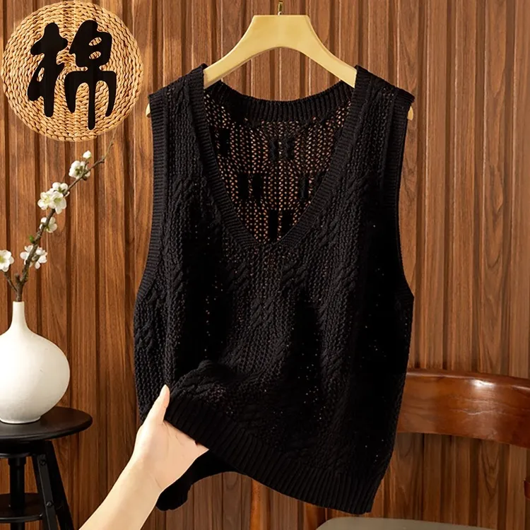 品牌折扣店专柜V领针织马甲女款春套头叠穿气质时髦坎肩外穿马夹