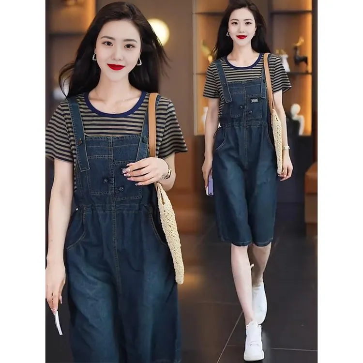 假两件牛仔连衣裙女夏季新款洋气收腰显瘦小个子时尚休闲背带裙子