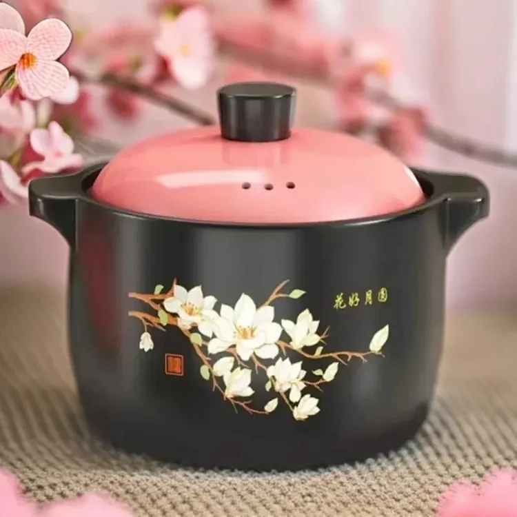 4.2升花好月圆砂锅炖锅干烧不裂煤气灶燃气耐高温陶煲粥