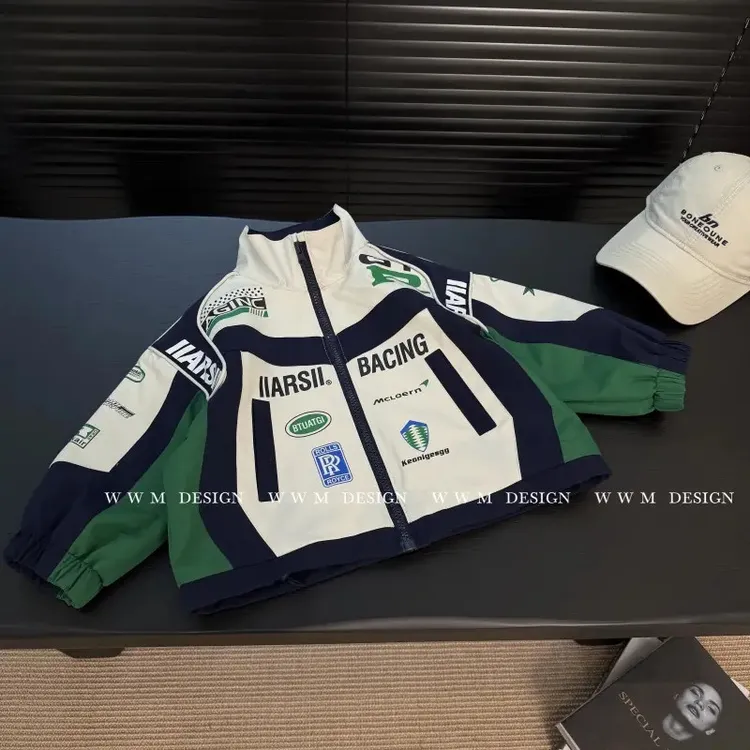 195865拉链衫B类35801风衣拼接秋款潮流时尚外套立领