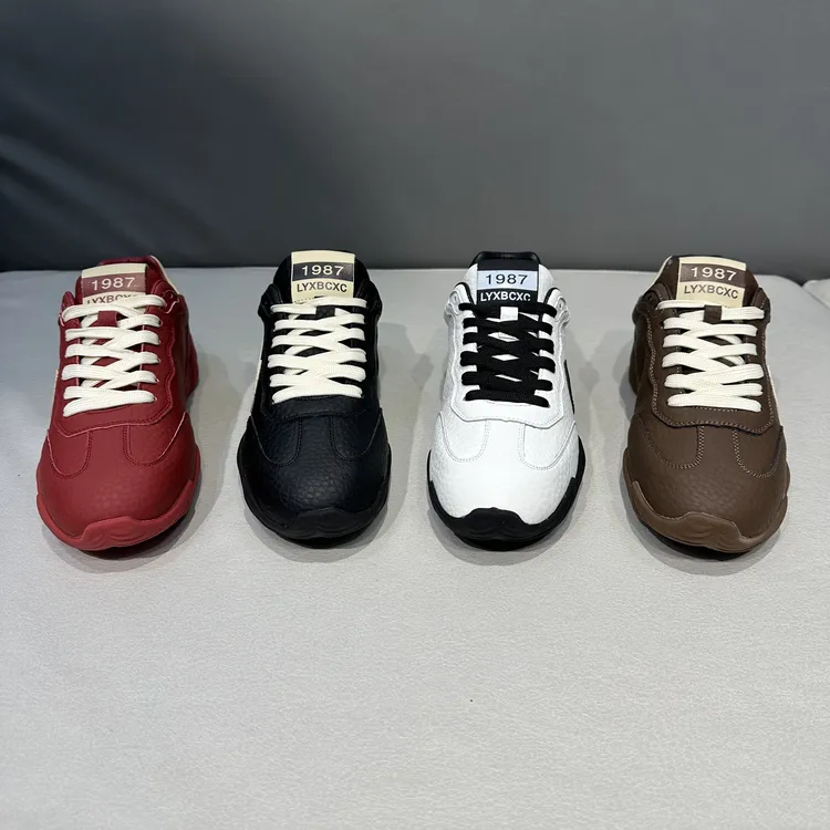 2025四季新款低帮系带拼接皮面防滑软底运动休闲鞋舒适百搭男鞋