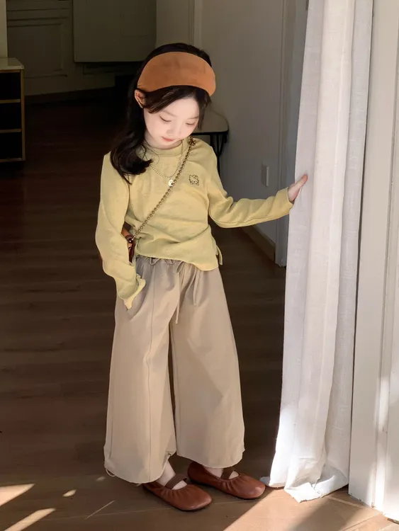 女童韩系穿搭套装2025早秋新款洋气儿童超好看休闲复古裤子打底衫