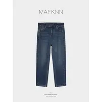 MAFKNN/玛肯时尚休闲简约纯色百搭舒适牛仔裤MK13269