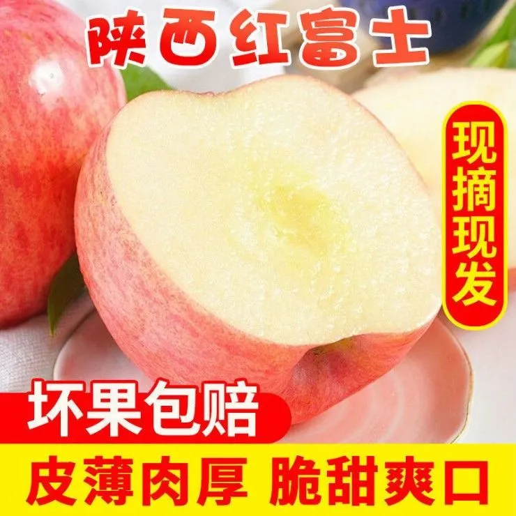 陕西头茬红富士苹果5/10斤新鲜现摘当季应季脆甜多汁水果