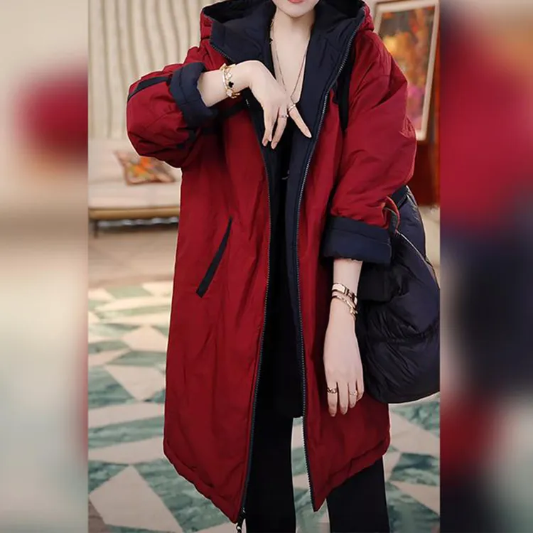时尚加厚保暖双面穿棉衣女2025秋冬新款洋气宽松显瘦连帽棉服外套