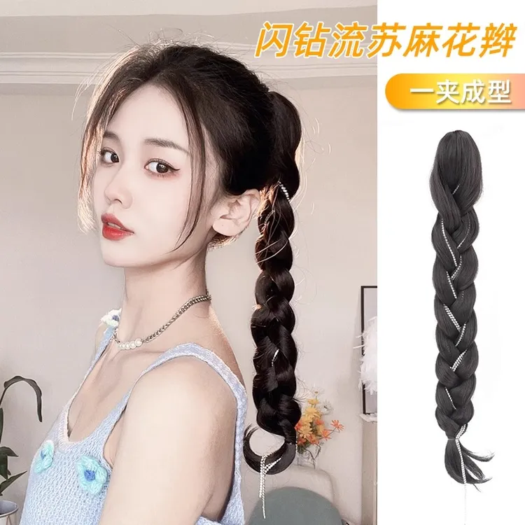 假发发夹女马尾仿真麻花辫自然编发辫子鱼骨泡泡辫抓夹马尾假发片
