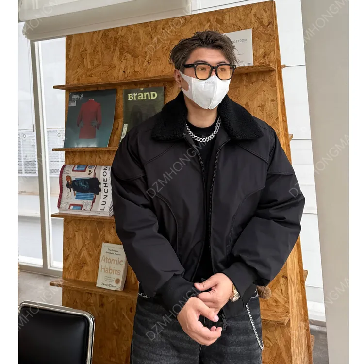 DAZHONGMA美式cleanfit立领情侣可拆卸领加厚棉服冬季短款外套