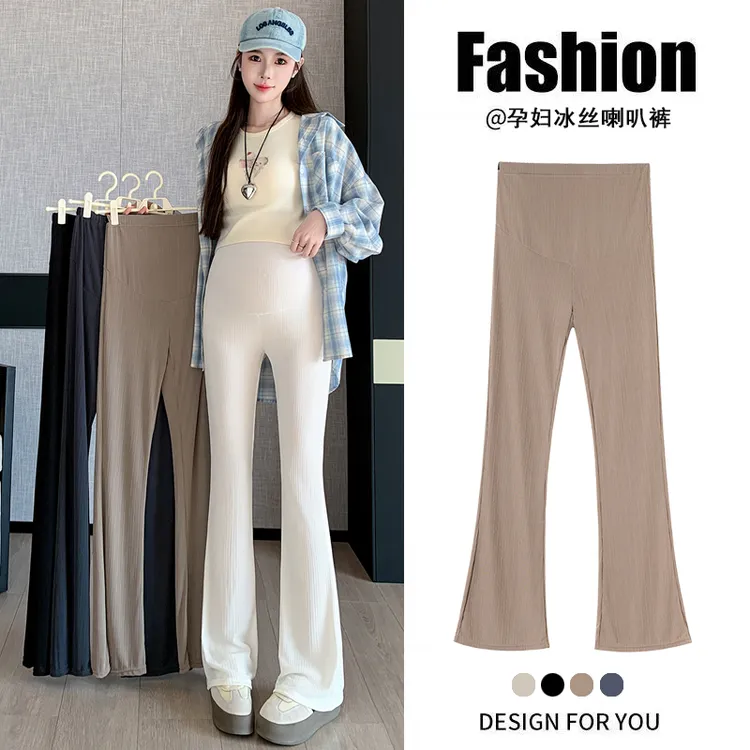 孕妇裤子春夏款外穿2025新款薄款冰丝微喇叭裤显瘦百搭孕妇长裤夏