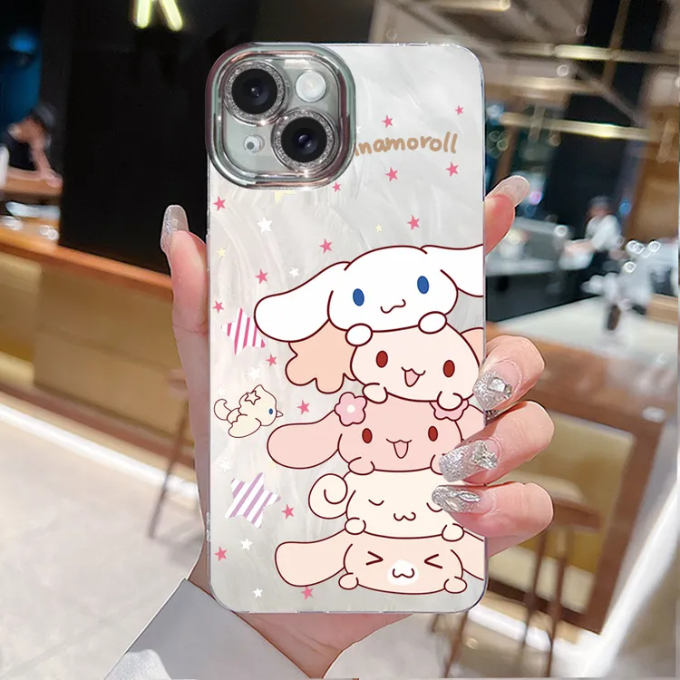 【高品质材料】卡通玉桂狗银色羽纱壳适用苹果华为vivo防摔个性新款