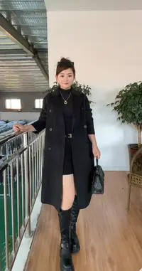 新款双面绒女正品爆版时尚休闲长款大衣冬季必备外套2308