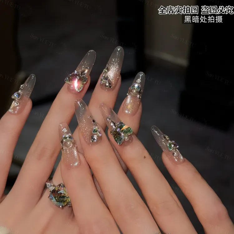 今夜星光闪闪-三月兔镀膜色水晶钻夏季2025新款美甲可拆卸穿戴甲