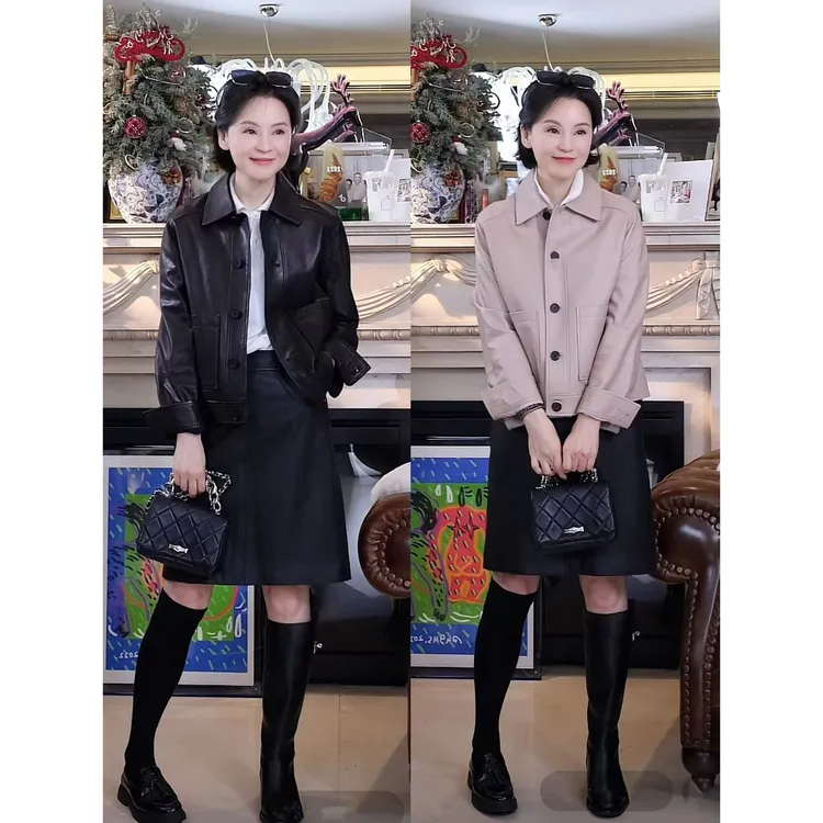 我是摩羯 BC皮衣 进口羊皮革皮环保透气牛角扣翻领长袖外套皮夹克