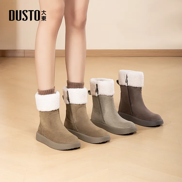 大东雪地靴2025冬季新款加绒保暖瘦瘦靴复古百搭休闲短筒靴子0609