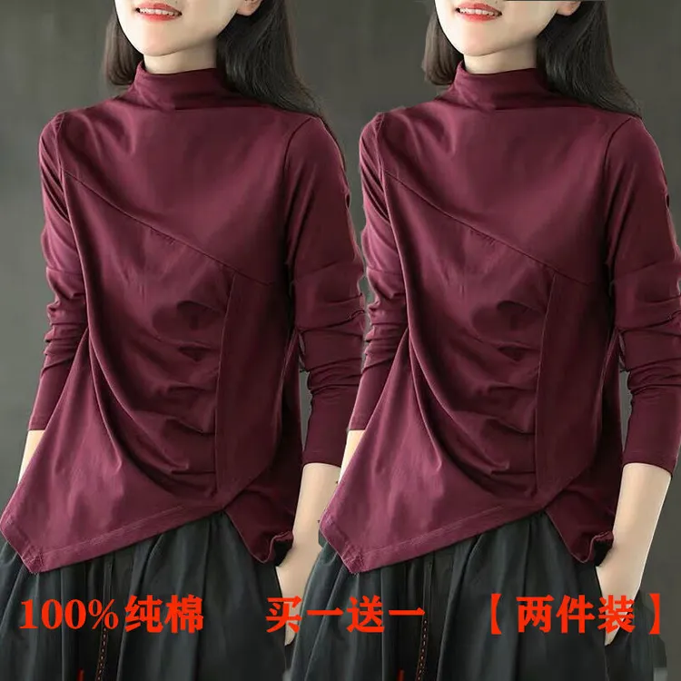 上衣冰丝洋气情侣装短袖恤女款爆款打底衫买一送一长袖秋冬半衫