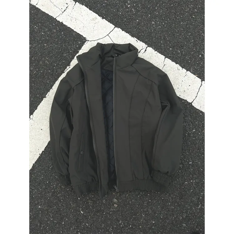 美式复古夹克棉服男款冬季斜切拼接立领棉衣潮牌工装cleanfit外套