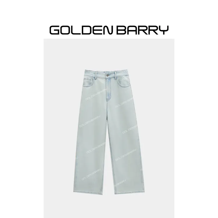 GOLDENBARRY「海盐汽水」美式气质高腰时尚慵懒直筒裤503181