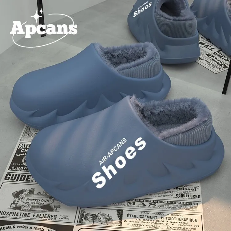 EA防水棉拖鞋男冬季加绒保暖防滑包跟棉鞋外穿加厚底冬天居家鞋