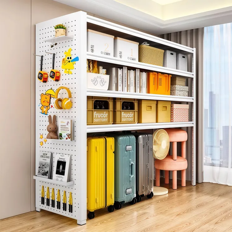 家用货架置物架多层落地阳台杂物整理储藏行李箱收纳下空角钢架子