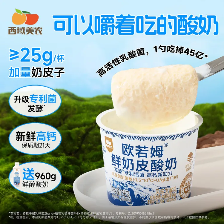 西域美农欧若姆奶皮子酸奶内蒙特产高钙奶制品非干噎冷萃酸奶牛奶
