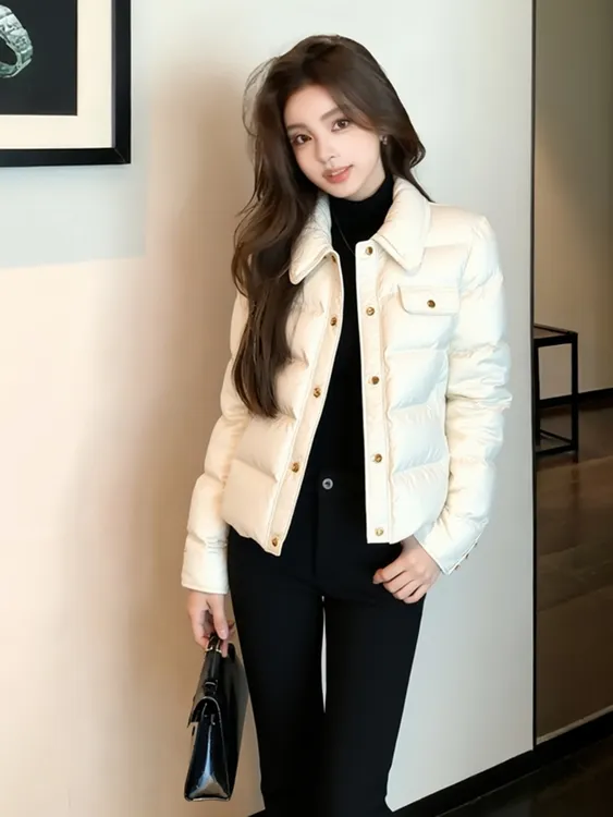 冬季棉服女装2025新款独特超好看小香风高端时髦洋气白色夹棉外套