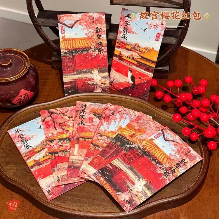 新款马年故宫樱花春节创意卡通加厚硬壳压岁袋利是封红包袋