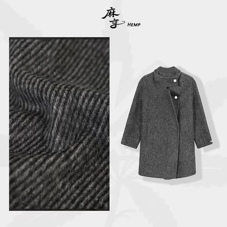麻享【斜纹毛呢大衣】羊毛双面呢大衣秋冬宽松女士翻领斗篷FSY51056