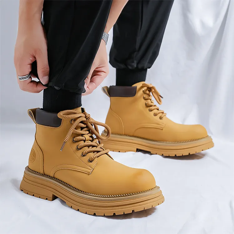 情侣鞋2025新款英伦风马丁靴男鞋中帮工装靴高帮鞋短靴冬季男靴子