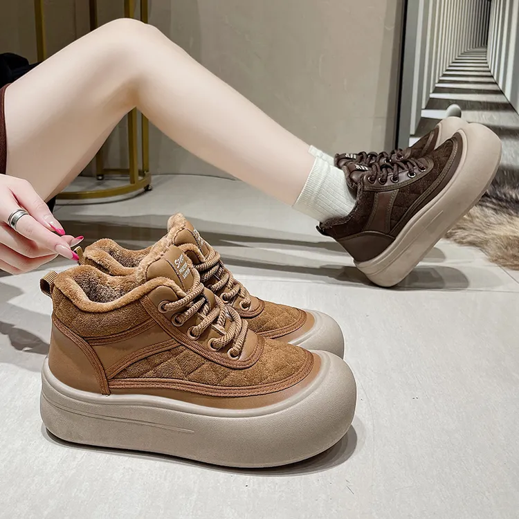 加绒高帮鞋棉鞋休闲运动鞋女冬季2025新款百搭保暖防滑厚底增高鞋