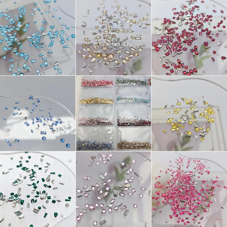 新款迷你彩色锆石套装美甲钻饰品奢华火彩超闪指甲配饰用品大合集