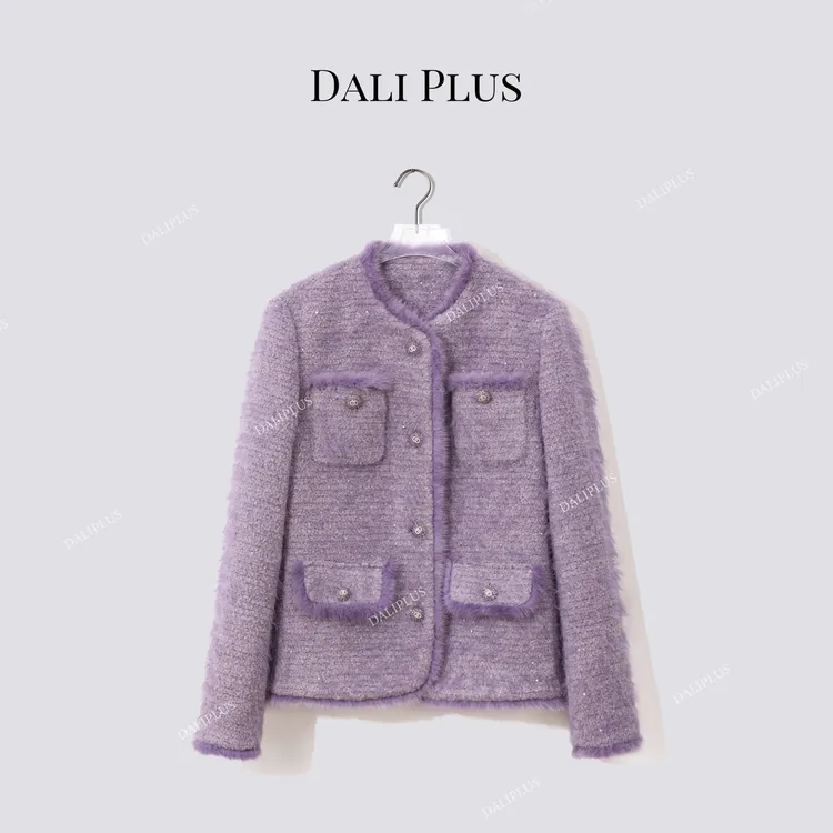 DALI PLUS“紫水貂香风95鹅绒”拉毛羽绒服外套-D5TY0164