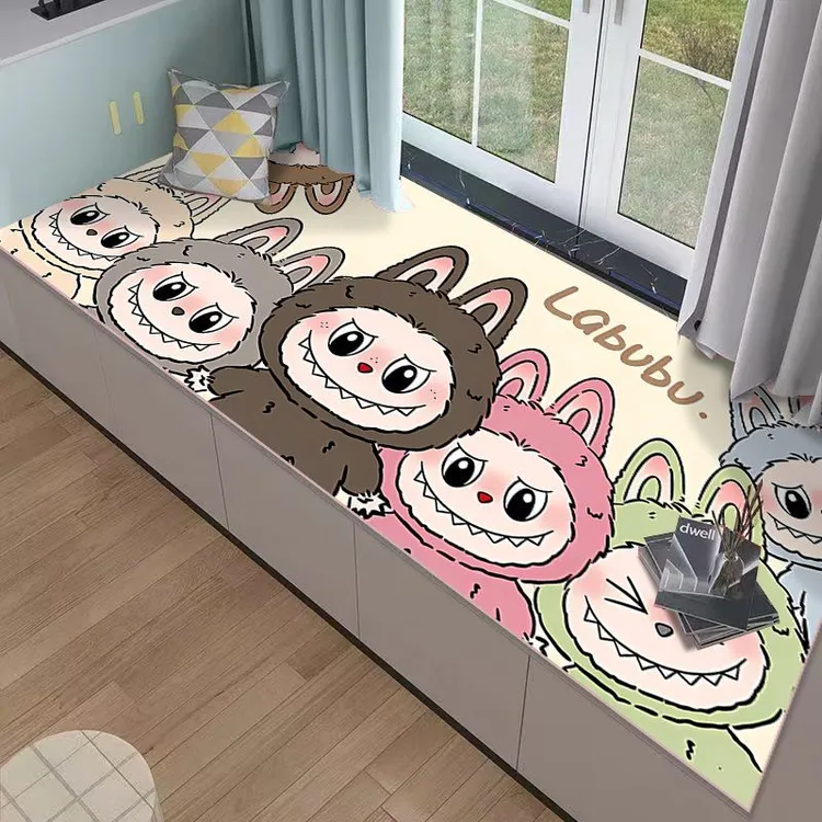 网红可爱labubu床边地垫长条飘窗垫卡通四季拉布布防滑吸水可裁剪