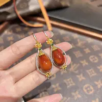 【凰一品】原矿妖花（凝脂料）南红耳钩18k金